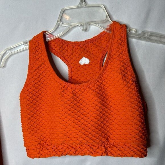 Booty By Brabants Croco Skin Orange Cropped Leggings and Sports Bra Set. One Sz. - Picture 4 of 11